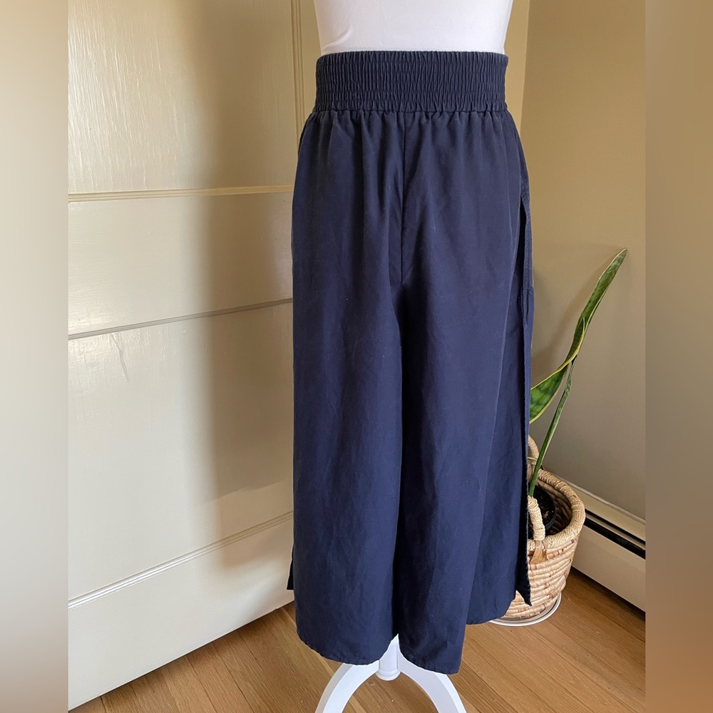 French Connection Navy Linen-blend Culottes